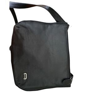 ETIENNE AIGNER Black Vintage Genuine Leather File Slim Shoulder Bag  French 90s